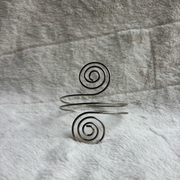 Jewelry - Silver Spiral Arm Cuff Bracelet Upper Armband Adjustable Statement Festival